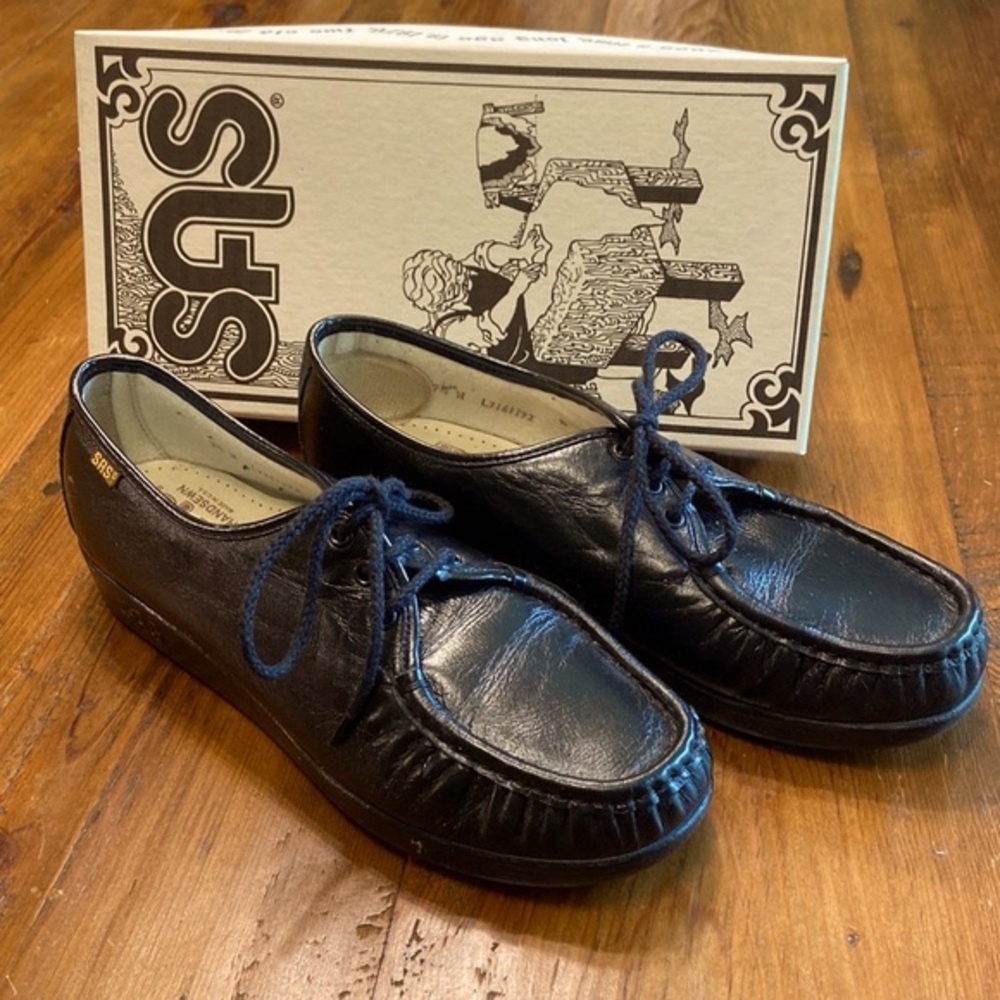 SAS Siesta Lace Up Comfort Shoe Size 9.5W Black